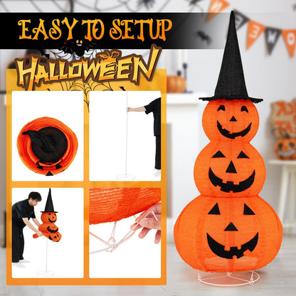 5 Ft Light Up Stacked Pumpkin Yard Decoration
