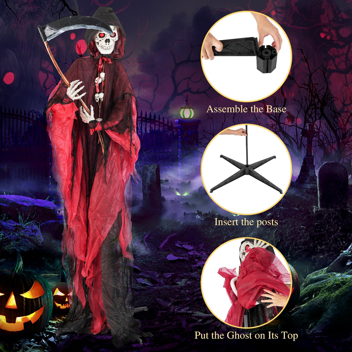8 Ft Animated Grim Reaper with Sickle