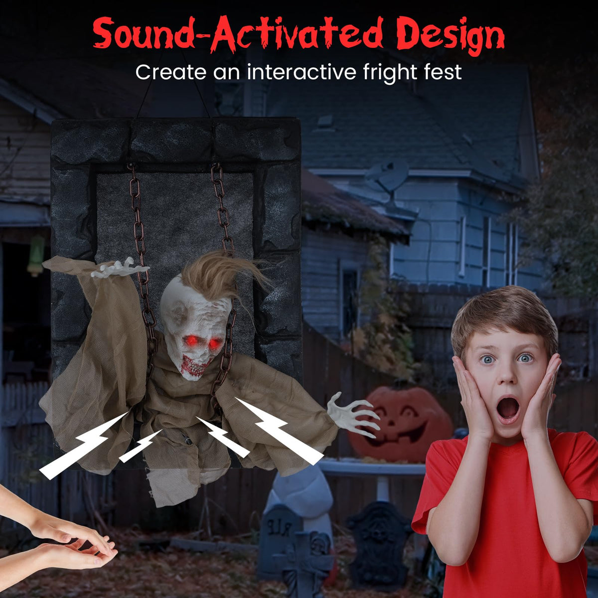 18 In Animated Hanging Zombie Prisoner Prop