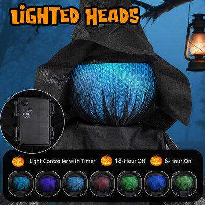 9.3 Ft Light Up Witch Yard Stakes, Set of 3