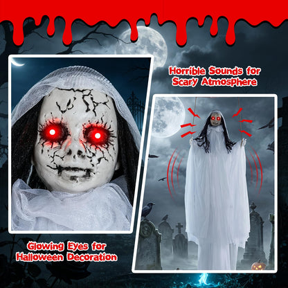 6.4 Ft Animated Hanging Swinging Creepy Doll