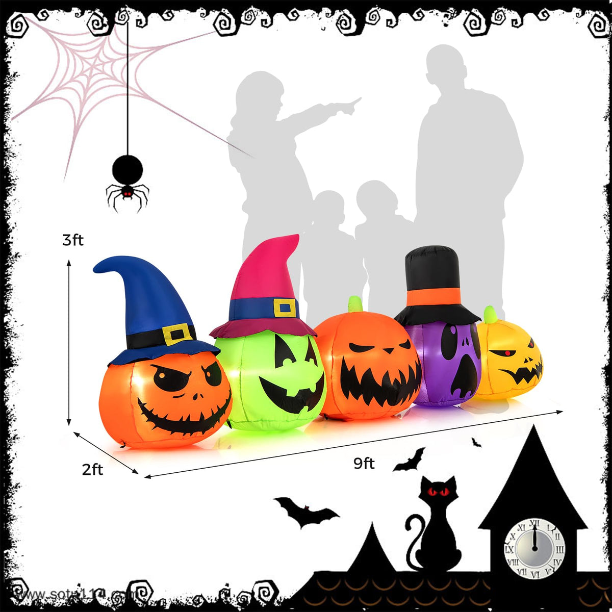 9 Ft Inflatable Pumpkin Family Yard Decoration