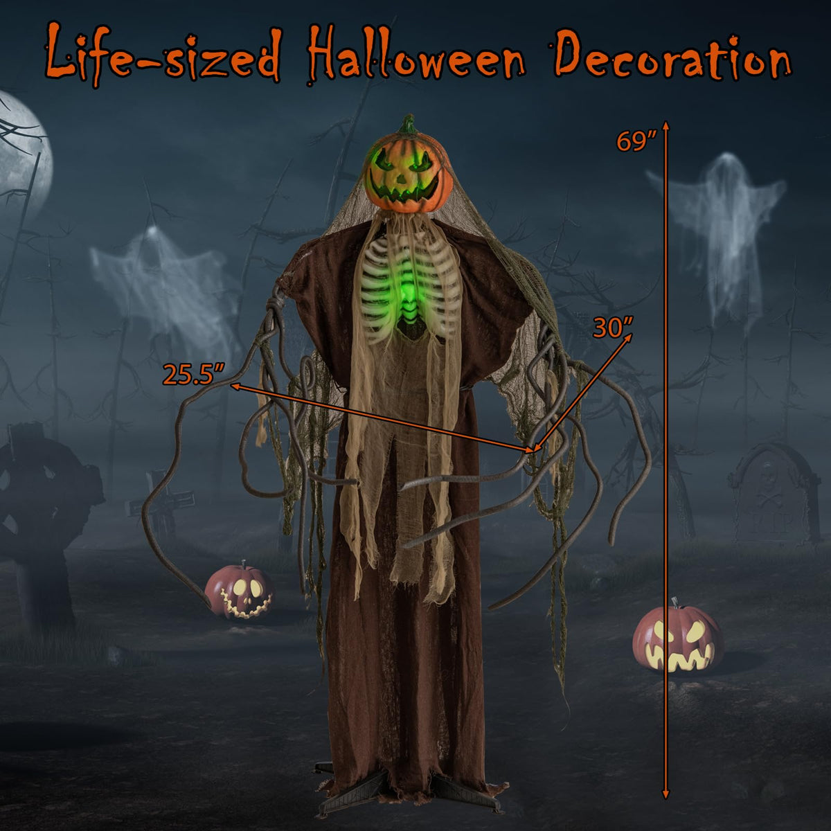 6 Ft Talking Ghost Pumpkin with Moving Head