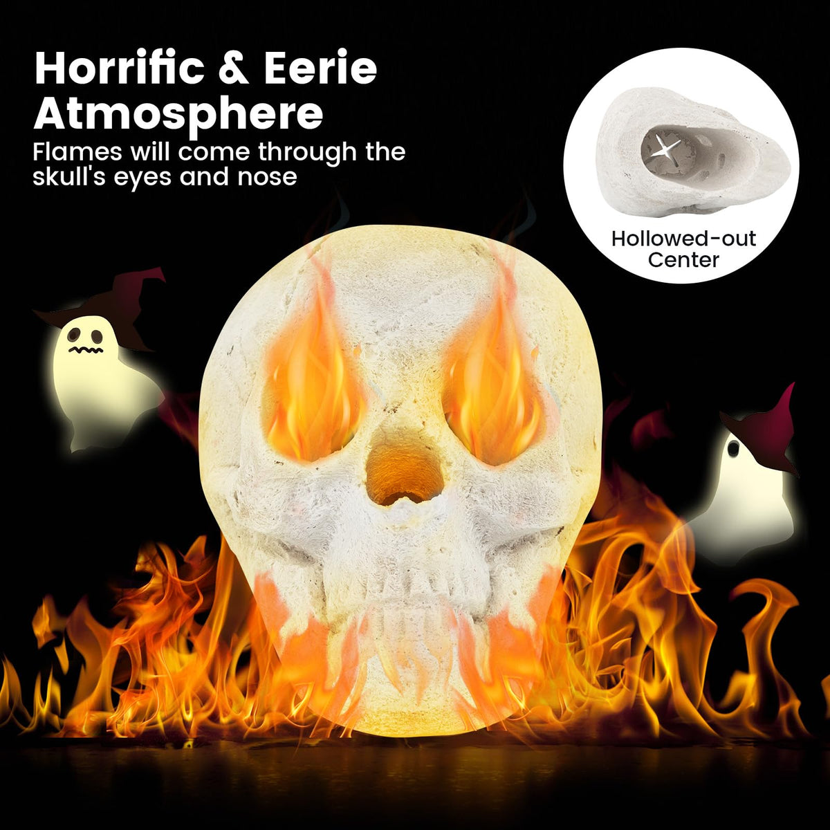 Ceramic Fire Pit Skull Halloween Decoration