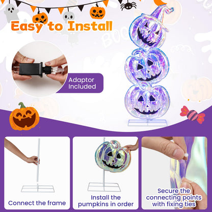 3.4 Ft Light Up Stacked Pumpkins, 150 LEDs