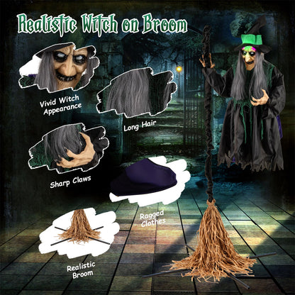 7 Ft Witch on Broom Animatronic Halloween Prop