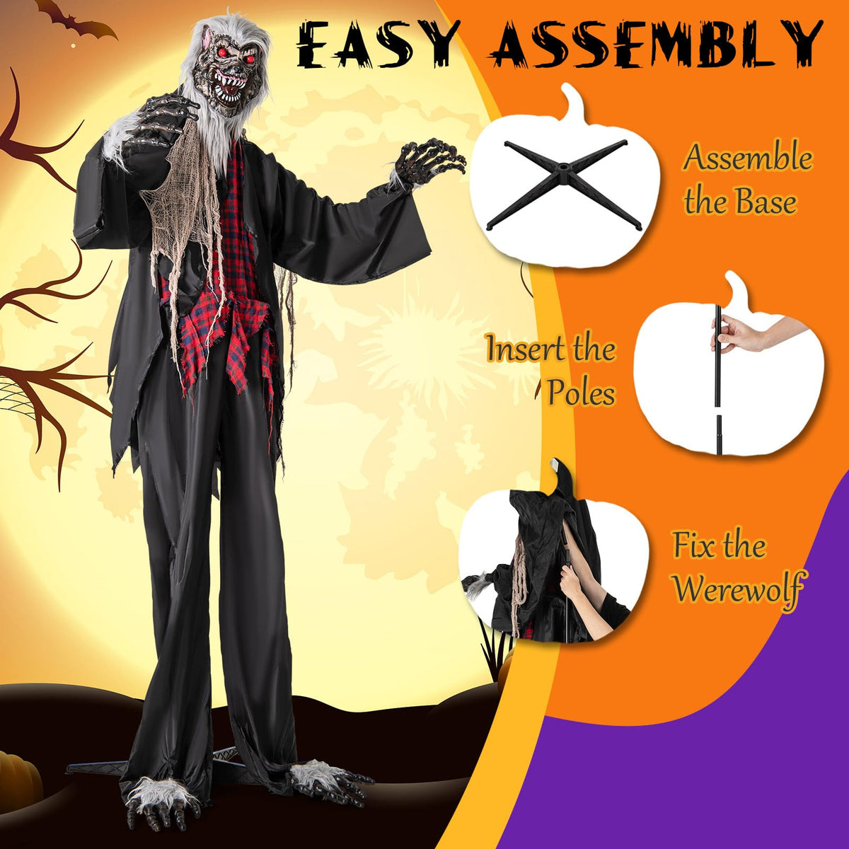 8.2 Ft Animatronic Werewolf with Light Up Eyes