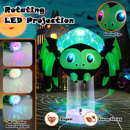 6 Ft Inflatable Spider with Rotating Light Column
