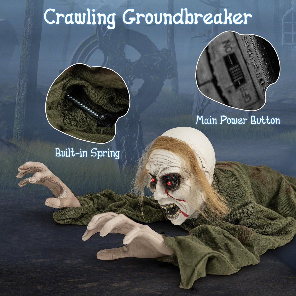 Sound Activated Zombie Groundbreaker Yard Prop