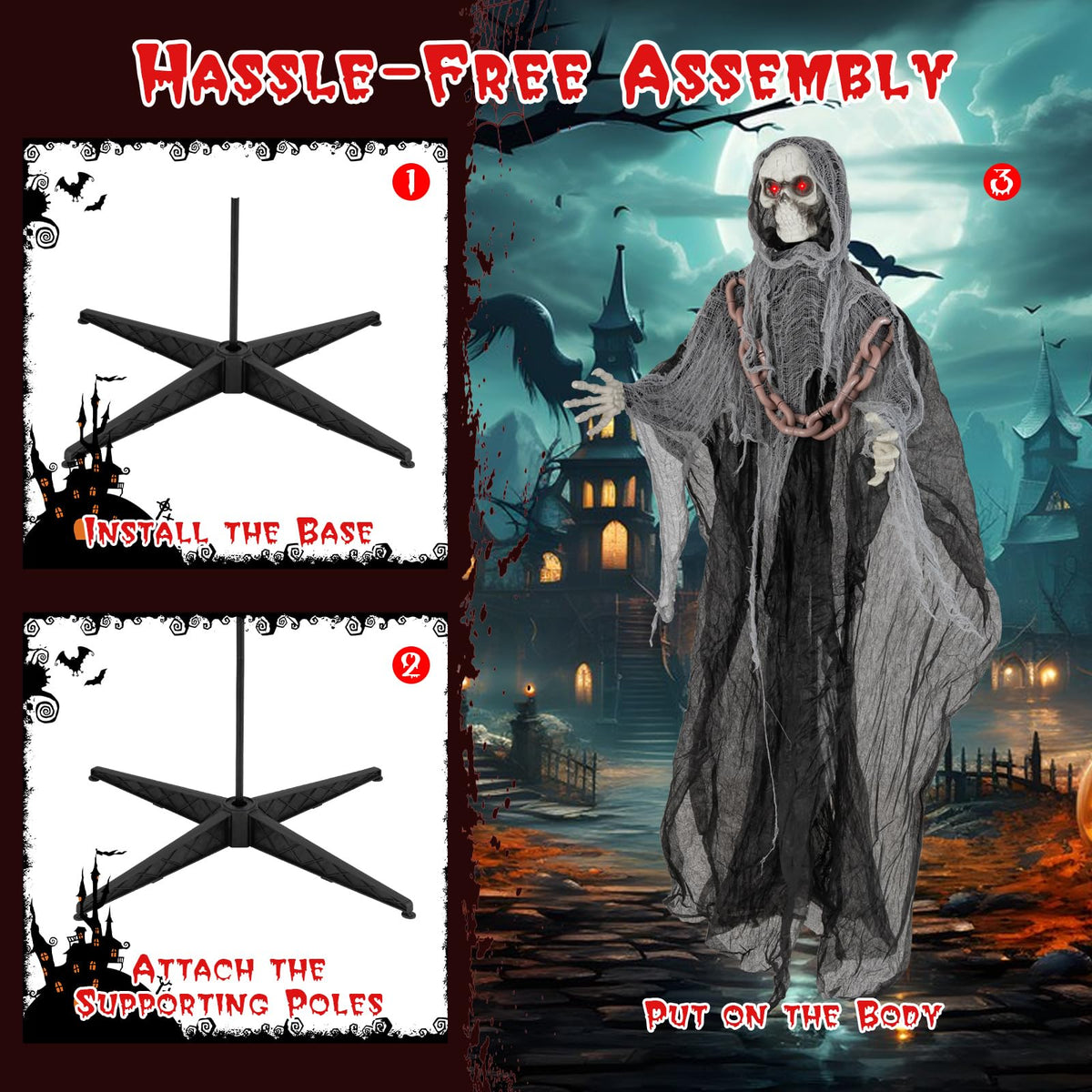6.4 Ft Animated Grim Reaper with Chain