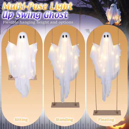 5 Ft Hanging Swing Ghost with LED Lights