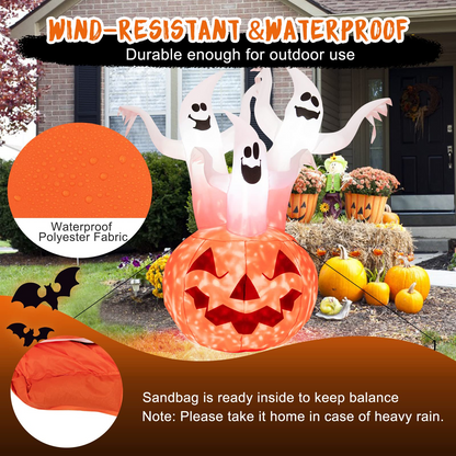 6 Ft Inflatable Ghosts and Pumpkin with Rotating Light