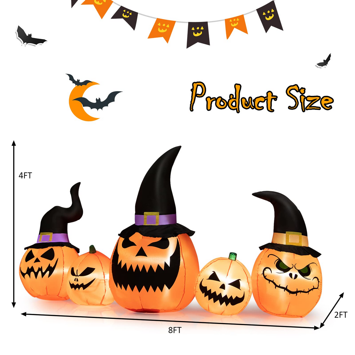 8 Ft Inflatable Pumpkin Family with LED Lights