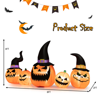 8 Ft Inflatable Pumpkin Family with LED Lights