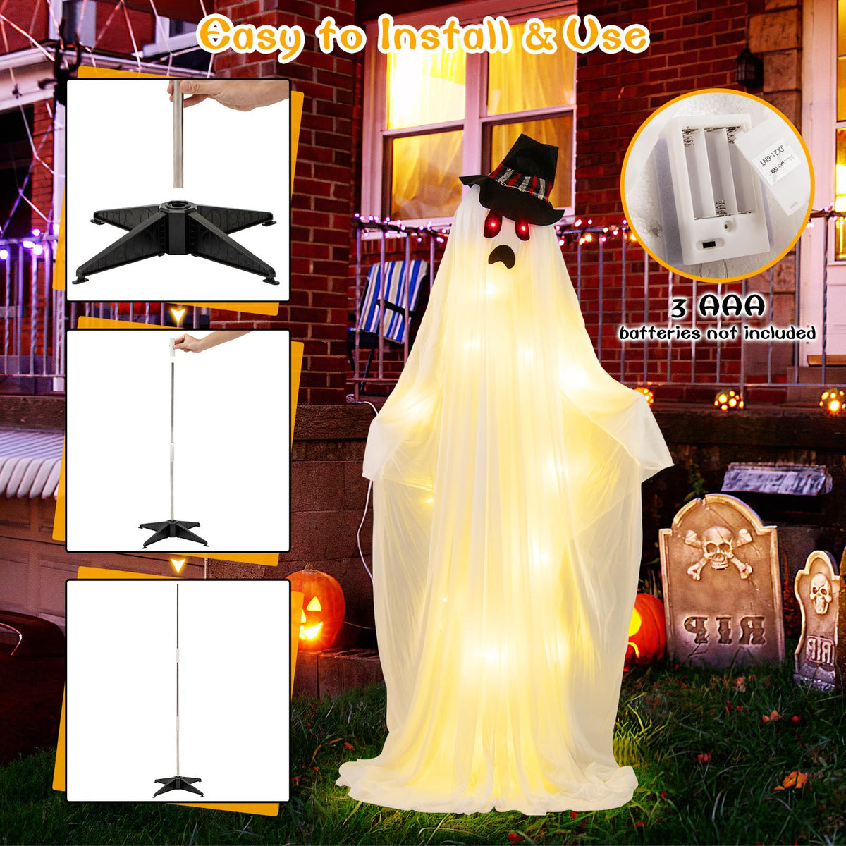 Light Up Ghost Family, 4 Piece Halloween Set