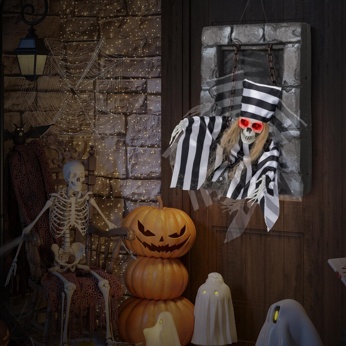 18 In Animated Hanging Skull Prisoner Prop