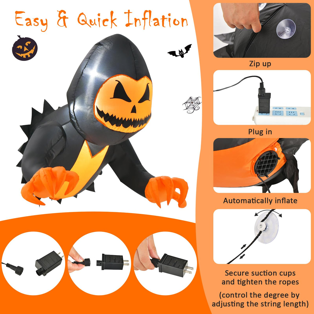 3.3 Ft Inflatable Pumpkin Head Window Ghost