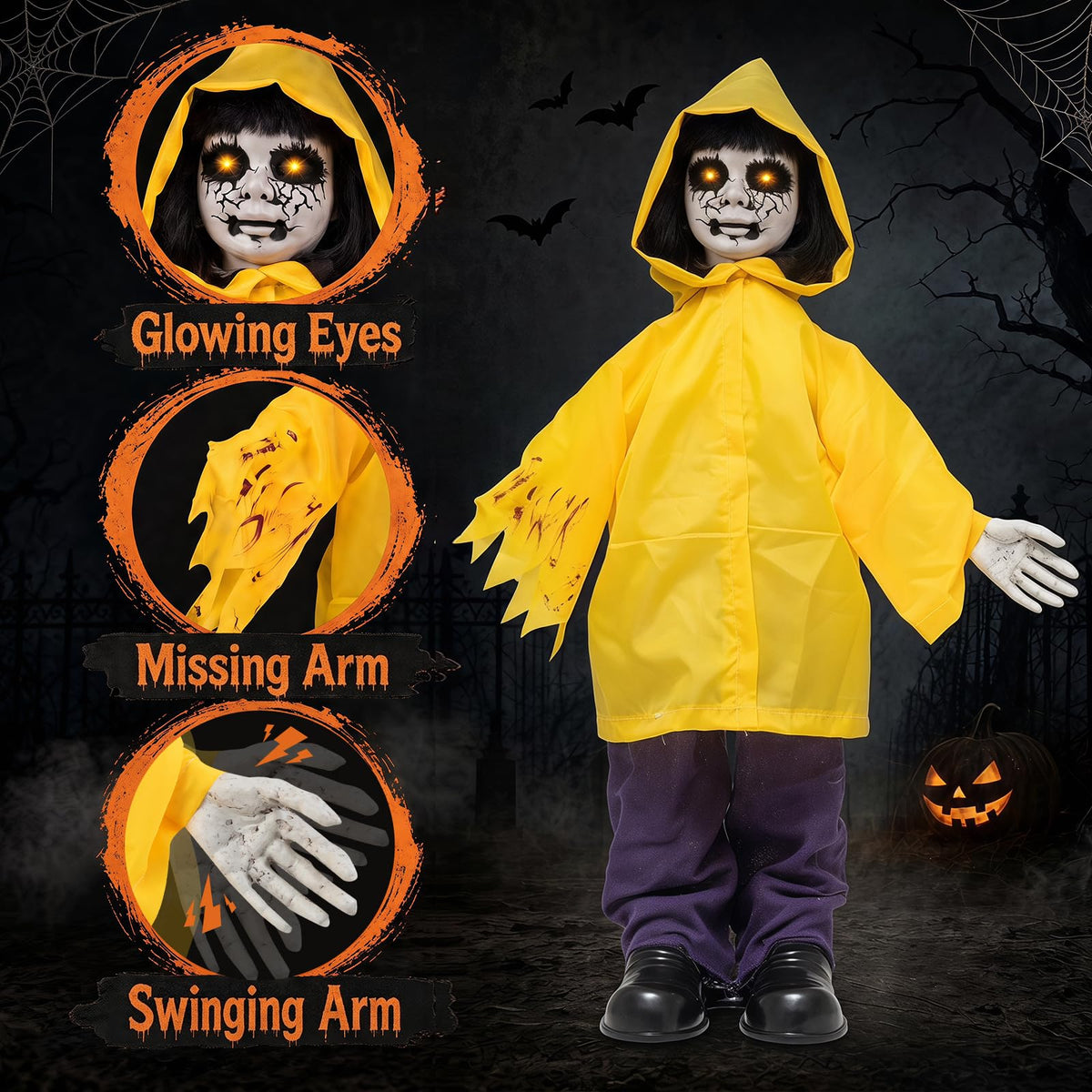 30 In Animated Zombie Boy with Light Up Eyes
