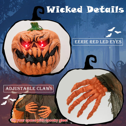 6 Ft Hanging Ghost Pumpkin Man with LED Eyes