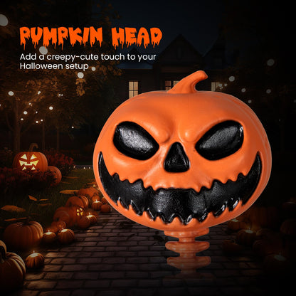 5.2 Ft Posable Orange Skeleton, Pumpkin Head