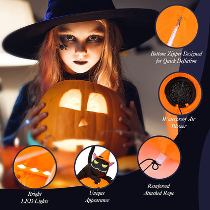7.5 Ft Inflatable Pumpkin with Witch and Cat