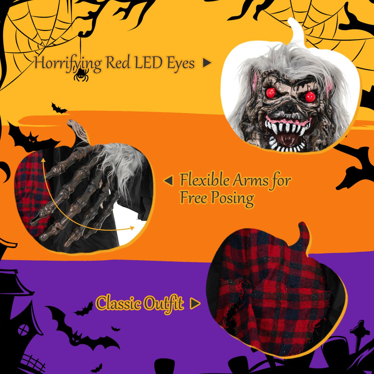 8.2 Ft Animatronic Werewolf with Light Up Eyes