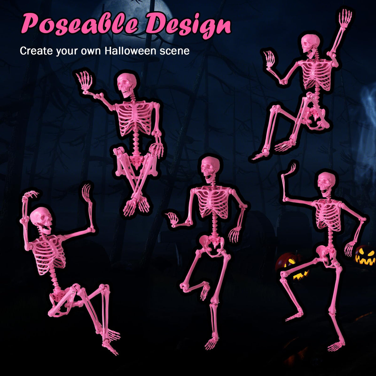 Life-Size Posable Pink Skeleton, 63 In
