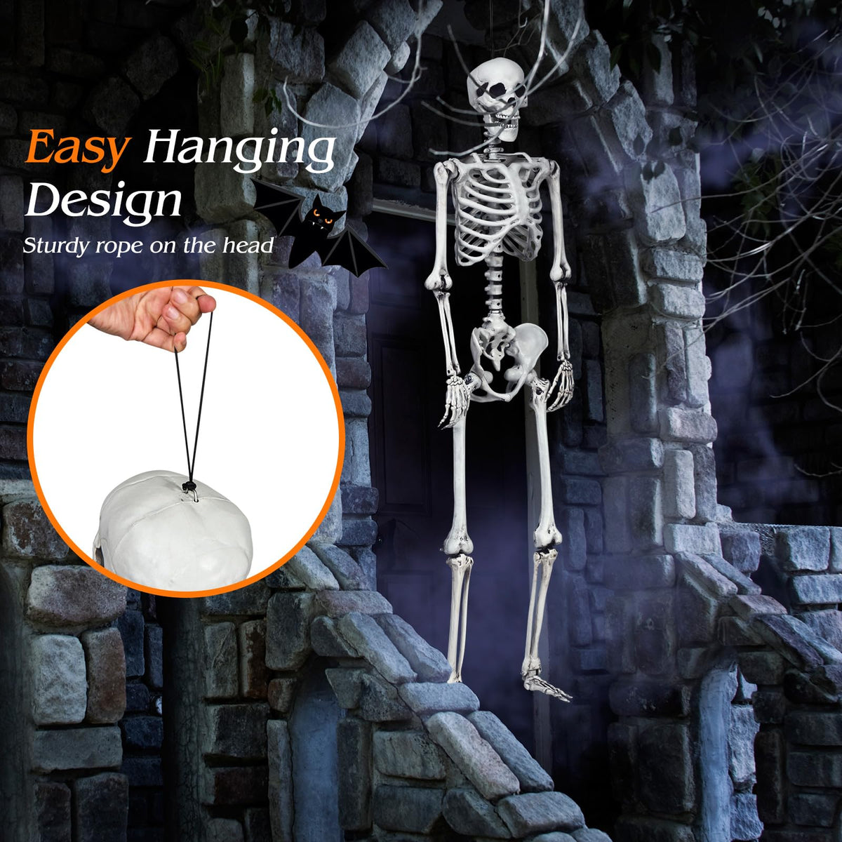 5.4 Ft Life Size Posable Halloween Skeleton