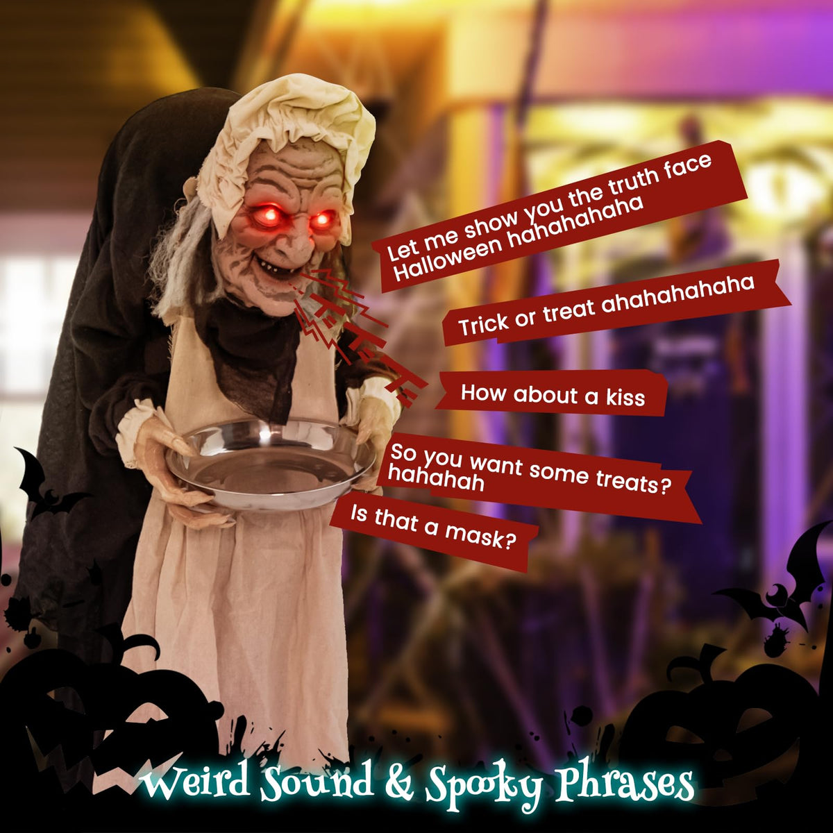5.2 Ft Animated Old Lady Greeter with Candy Dish
