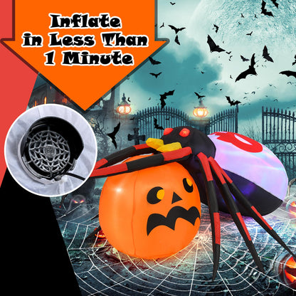 5 Ft Inflatable Spider on Pumpkin Yard Decoration