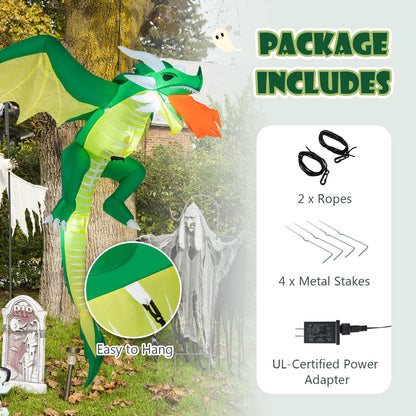 5.2 Ft Hanging Inflatable Dragon with LED Lights
