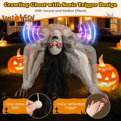 Animated Crawling Zombie Woman Halloween Prop