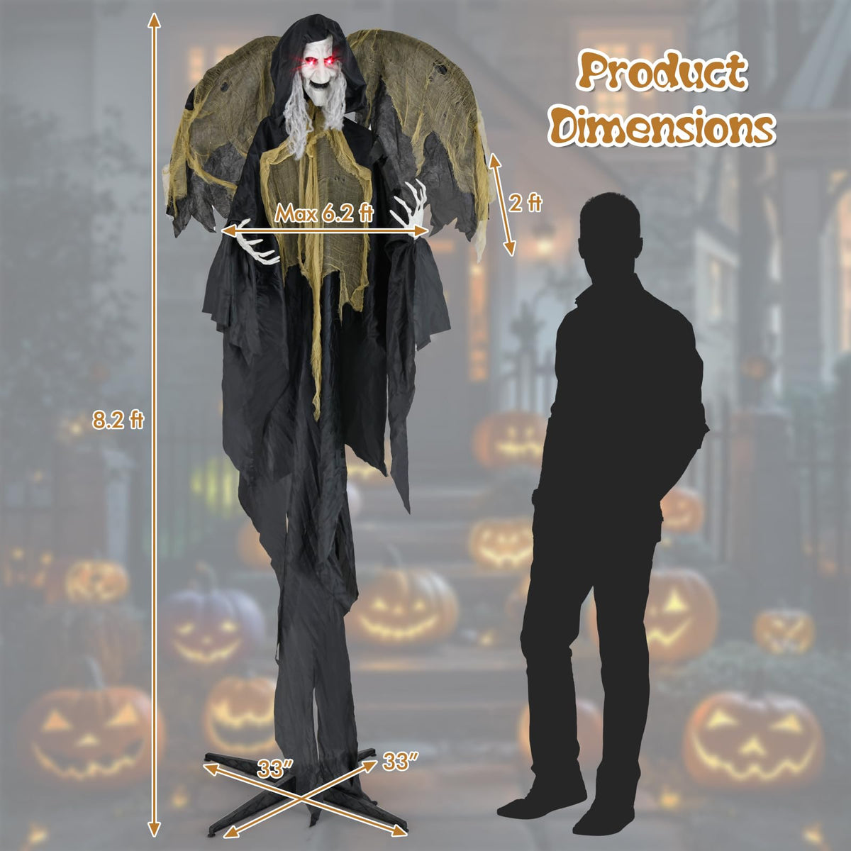 8.2 Ft Standing Witch Animatronic with Red Eyes