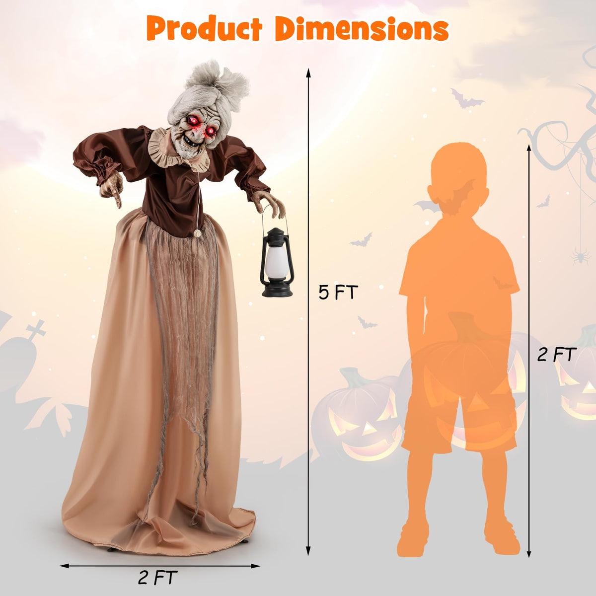 Talking Zombie Maid Animatronic with Lantern