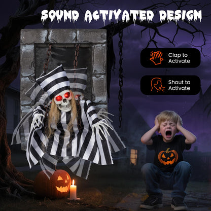 18 In Animated Hanging Skull Prisoner Prop