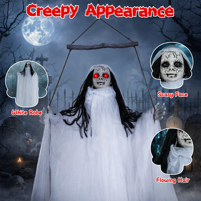 6.4 Ft Animated Hanging Swinging Creepy Doll