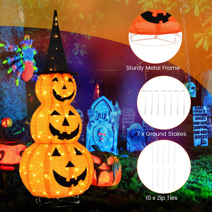 5 Ft Light Up Stacked Pumpkin Yard Decoration