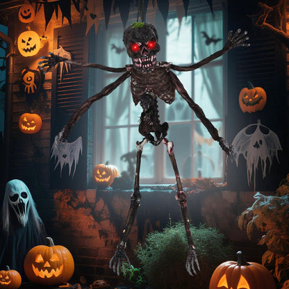 6 Ft Hanging Animated Zombie with Red Eyes