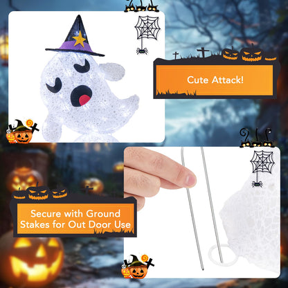 4 Ft Light Up Stacked Ghosts Yard Decoration