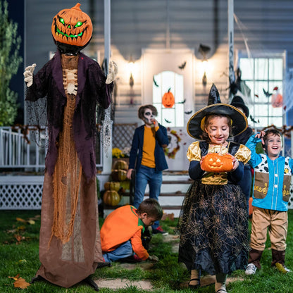 5.6 Ft Animated Pumpkin Scarecrow with Glowing Eyes