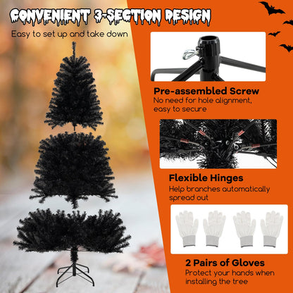 6, 7 or 8 Ft Pre-Lit Black Halloween Tree