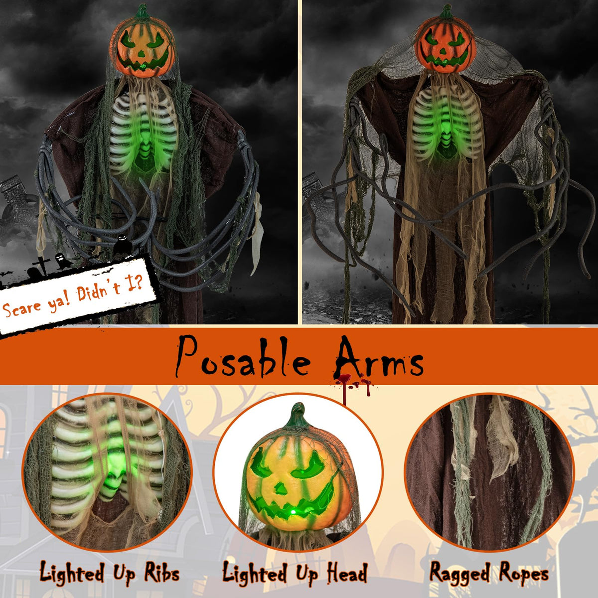 6 Ft Talking Ghost Pumpkin with Moving Head