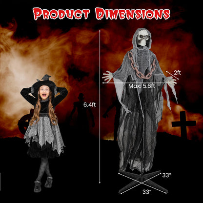 6.4 Ft Animated Grim Reaper with Chain
