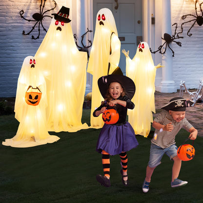 Light Up Ghost Family, 4 Piece Halloween Set