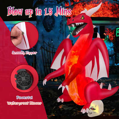 8 Ft Inflatable Fire Dragon Yard Decoration