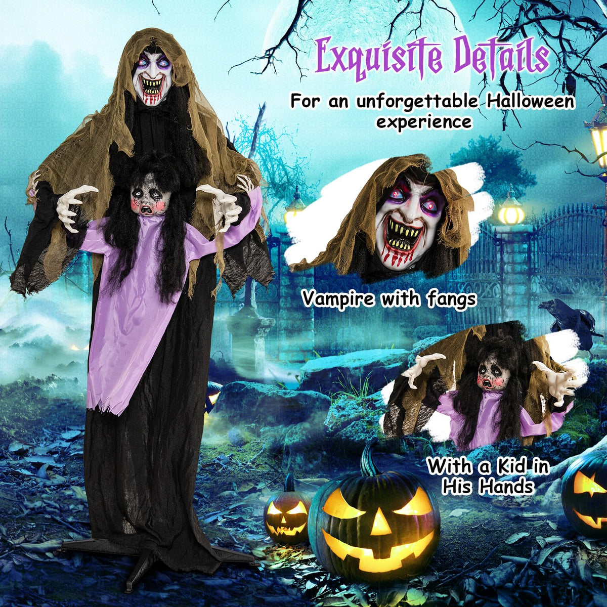 5.6 Ft Animated Vampire with Doll and LED Eyes