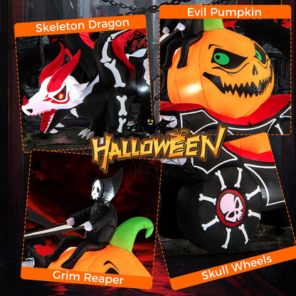 9 Ft Inflatable Reaper Pumpkin Carriage Decor