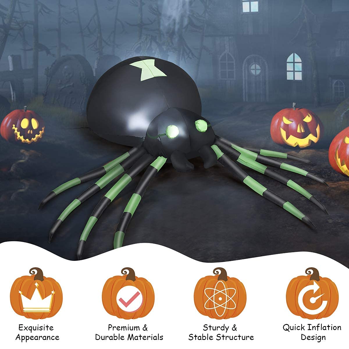 6 Ft Inflatable Light Up Spider Yard Decoration