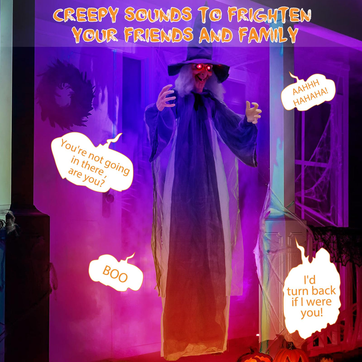 6 Ft Hanging Animatronic Witch with Sound