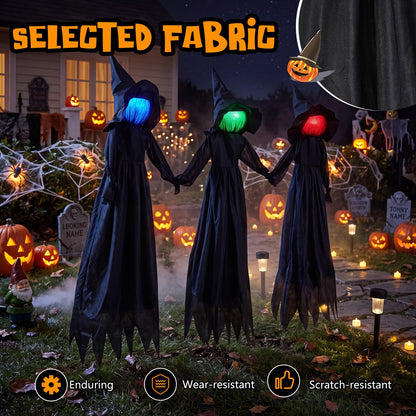9.3 Ft Light Up Witch Yard Stakes, Set of 3